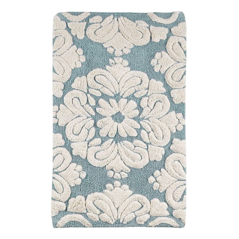 2pc Medallion Collection 100% Cotton Bath Rug Set Blue/Natural - Better Trends, 4 of 12