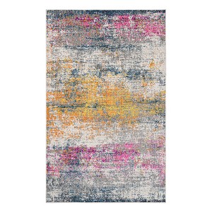 2' X 3' Orange Pink And Gray Area Rug - 1 of 4