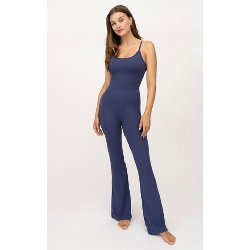 Yogalicious Lux Scarlett Flare Jumpsuit With Built-in Bra - Patriot Blue -  Medium : Target