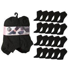 Tipi Toe Womens 20 Pack Colorful Plain Black Socks Patterned Low Cut/No Show Socks - 1 of 4