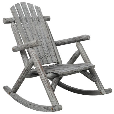 Patio Wooden Rocking Chair,Chaise Rocking Chair,Fir log Rocking Chair,Porch Rocker Chair,Outdoor Rocking Chair -The Pop Home