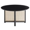 31.5" Round Solid Wood Coffee Table with PE Cane Base,Mid-Century Bohemian Accent Table for Living Room-Baofuwish - 4 of 4
