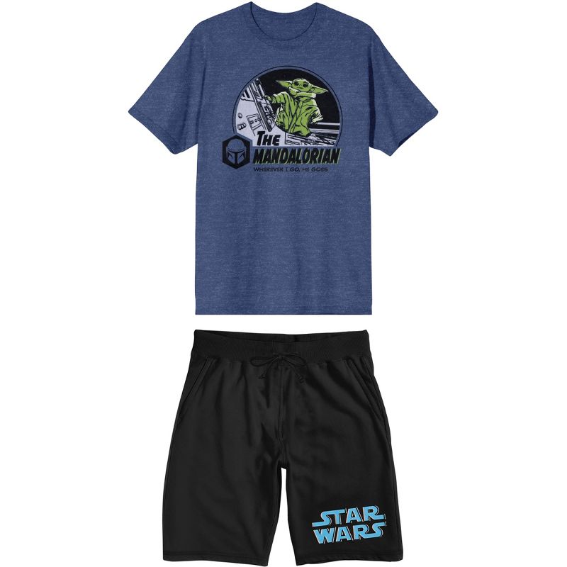 Star wars The Mandalorian Grogu Men's T-Shirt And Sleep Short Loungewear Combo Set, 1 of 2