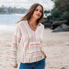 Women's Pastel Striped Hooded Pullover Kangaroo Pocket Hoodie Sweater - Cupshe - 2 of 4