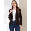 INSPIRE CHIC Women's Office Solid Shawl Collar Jetted Pockets One Button Velvet Blazer - 3 of 4