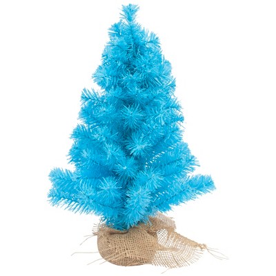 Northlight 17.5" Cerulean Blue Pine Tree in Natural Jute Base Christmas Decoration