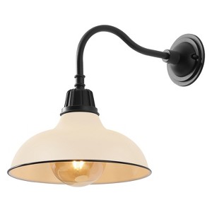 JONATHAN Y Aurora Farmhouse Industrial Indoor/Outdoor Iron LED Gooseneck Arm Outdoor Sconce - 1 of 4