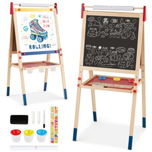 Costway All-in-One Wooden Kid's Art Easel Height Adjustable Paper Roll - 1 of 4