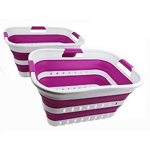 SAMMART Set of 2-30L (8 gallon) Collapsible Plastic Laundry Basket - 1 of 4