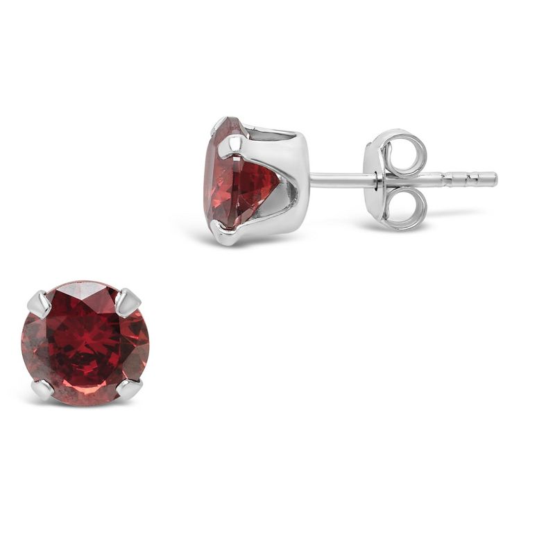 SHINE by Sterling Forever Sterling Silver 7mm Rainbow CZ Studs, 3 of 4