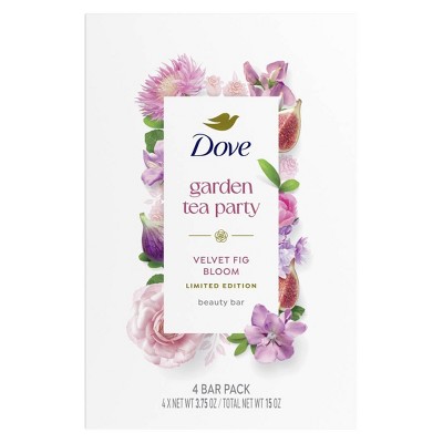 Dove Beauty Garden Tea Party Bar Soaps - Velvet Fig Bloom - Limited Edition - 15oz/4pk