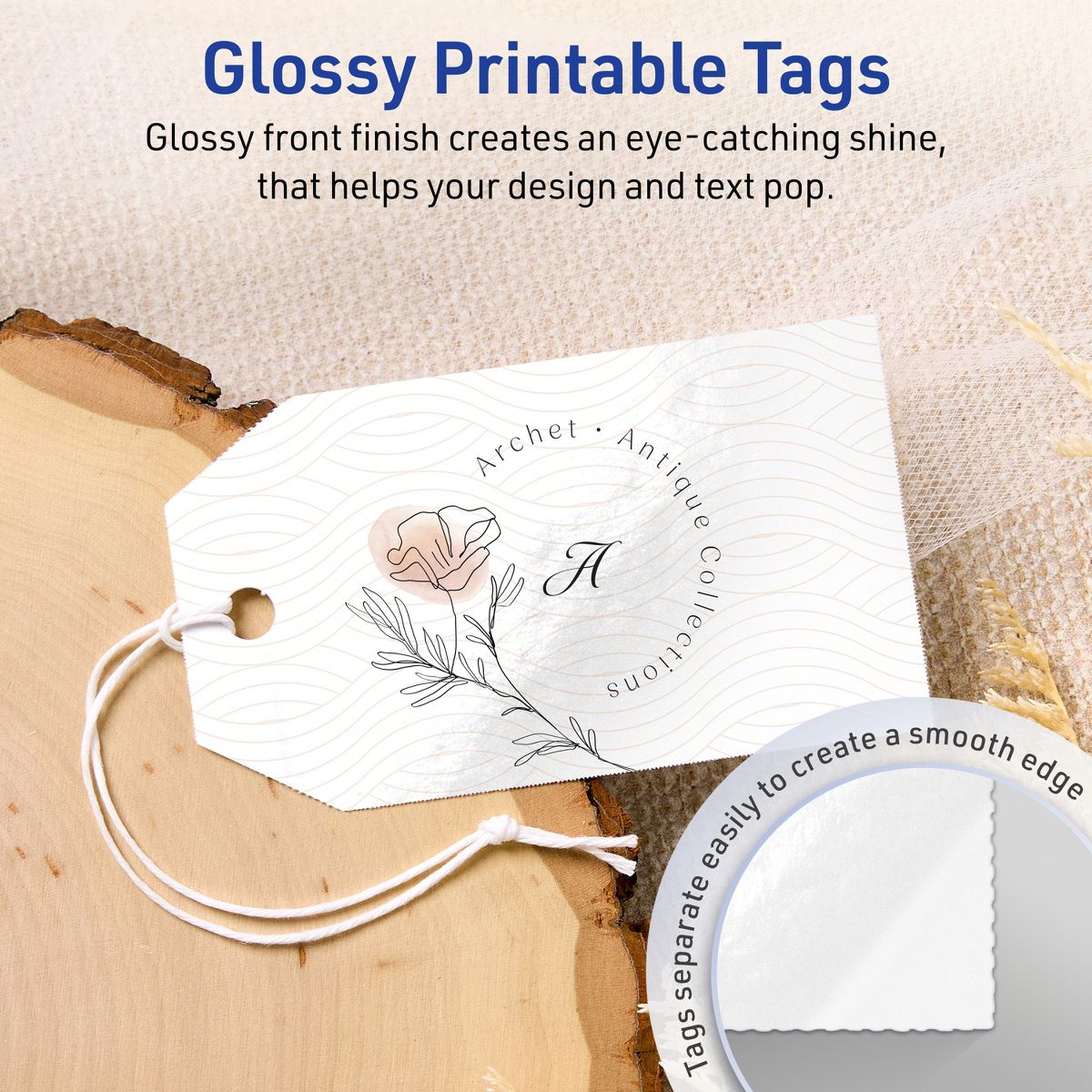 2" x 3-1/2" Rectangular Banner, Glossy White Printable Tags - thumbnail 2