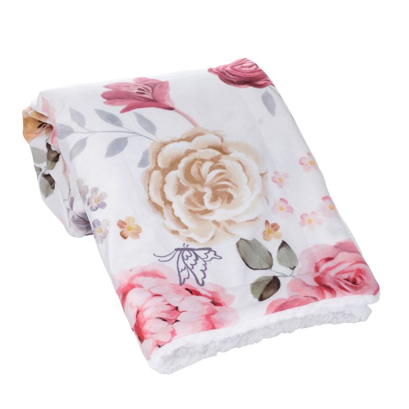 Lambs & Ivy Secret Garden Ultra-Soft Fleece/Minky Floral Baby Blanket, 4 of 8