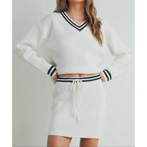 Women's Sweater Top and Skirt - Buttermelon - 1 of 4