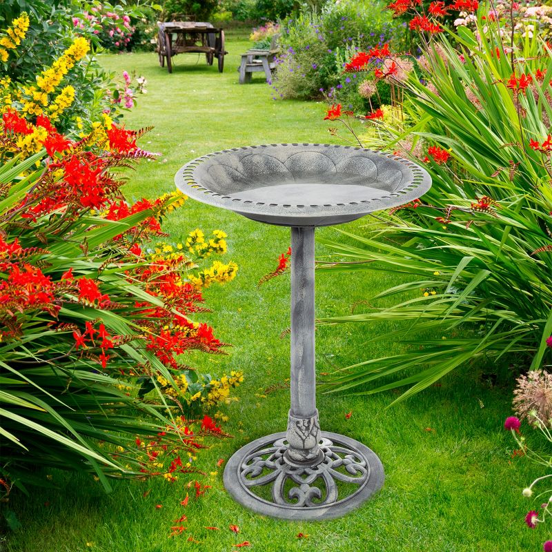 Nature Spring Outdoor Antique Bird Bath - Weather-Resistant Polyresin Basin for Yard and Patio Decor, 3 of 6
