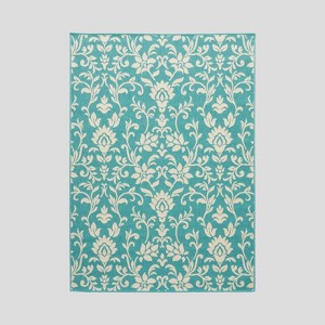 FONTOI Woven Area Rugs, Indoor and Outdoor Geometric Rugs with Floral Pattern, Floor Mat Carpet for Home Backyard Patio Porch, Blue, 84"*0.16"*63" - 1 of 4