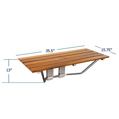 36" ADA Compliant Teak Wood Folding Shower Seat Bench