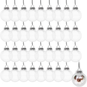 Juvale 36 Pack Mini Clear Fillable Christmas Ornaments for Crafts, Plastic Balls for Holiday Decorations, 2 In - 1 of 4