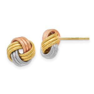 Black Bow Jewelry 8.5mm 14k Tri-Color Gold Polished & Textured Love Knot Stud Earrings - 1 of 4