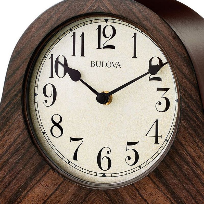 Bulova Clocks B1515 3 Melody Chiming Walnut Hardwood Arabic Numeral Norwalk Mantel Clock with Traditional Tambour Design and Book Matched Veneer, 2 of 5