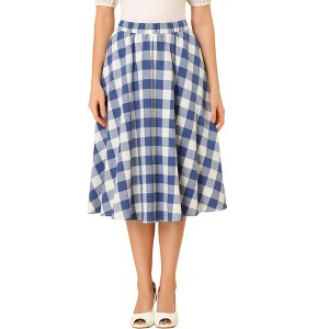 INSPIRE CHIC Women's Skater with Pockets Vintage Midi Checks Flared Skirts - 1 of 4