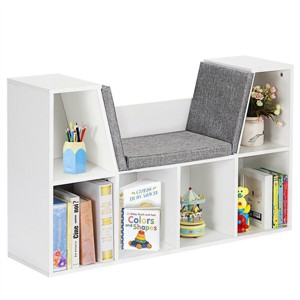 Infans 6 Cubby Kid Storage Cabinet Bookcase Multi-Purpose Shelf Cushioned Reading Nook - 1 of 4