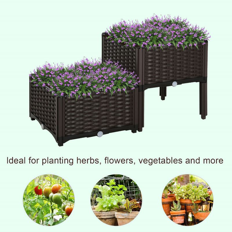 Vince Raised Garden Bed with Legs, Self-Watering Planter Box for Flowers, Herbs and Vegetables, Outdoor Furniture - The Pop Home, 4 of 9