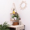 Attop Boho Wall Hanging Shelves Macrame Floating Plant Photos Wood Shelf for Bedroom Living Room Apartment Decor - 2 of 4