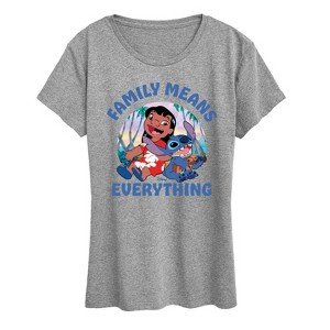 Women's - Lilo and Stitch - Family Means Everything Short Sleeve Graphic T-Shirt - 1 of 4