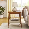 SKRAN 23" Mid-Century Side Table with Woven Shelf, Boho Side Table with Storage, Bedside Tables, Small Side Table for Living Room Couch Patio,Walnut - 2 of 4