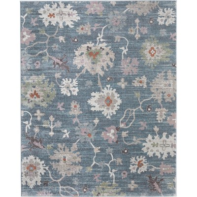 Dartmouth Transitional Abstract Blue/Ivory/Pink Area Rug