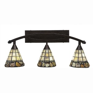 Toltec Lighting Bow 3 - Light Vanity in  Bronze with 7" Cobblestone Art Glass Shade - 1 of 1