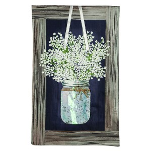Evergreen Hanging Mason Jar LInen House Flag 28 x 44 Inches Outdoor Decor for Homes and Gardens - 1 of 1