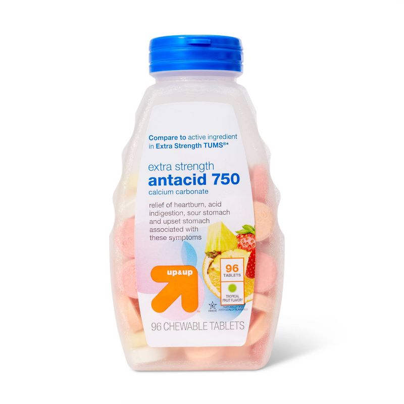 Extra Strength Antacid Chewable Tablets - Tropical Fruit Flavor - 96ct - up &#38; up&#8482;, 1 of 4