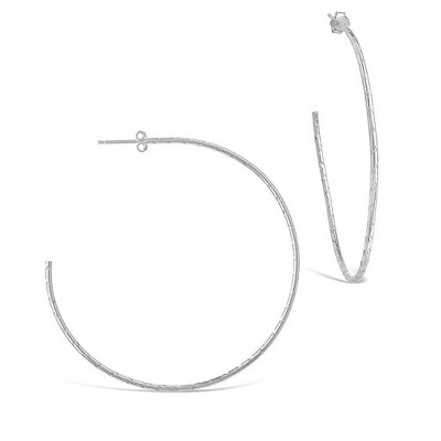 SHINE by Sterling Forever Sterling Silver Diamond-Cut 2.25" Hoop Earrings