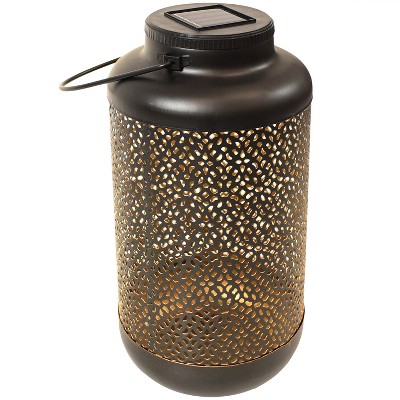 Sunnydaze Outdoor Almagra Decorative Jar Solar LED Lantern with Warm White String Lights - 10" - Bronze