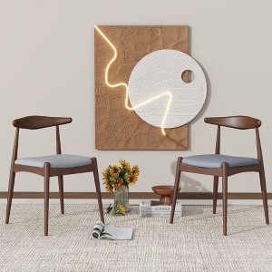 NicBex Set of 2 Mid-Century Modern Dining Chairs with Upholstered Fabric Seats,Armless Chairs with Rubberwood Legs for Kitchen,Living Room - 1 of 4