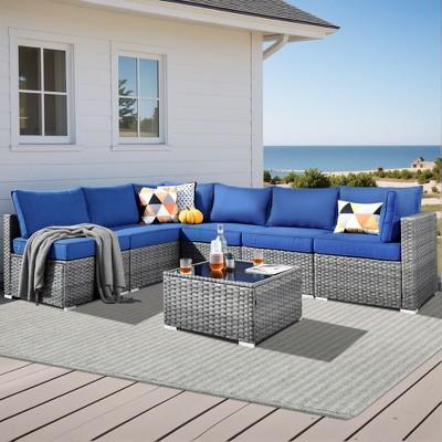 XIZZI Modular Outdoor Patio Furniture Set w/ Optional Coffee Table, Swivel Chair & Firepit - All-Weather, Waterproof & UV-Resistant