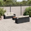 vidaXL Patio Sofa Set with Cushions Outdoor Furniture 7 Piece Poly Rattan - Black and Cream - 2 of 4