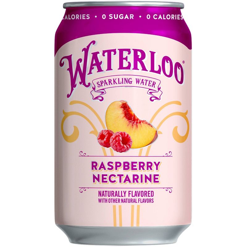 Waterloo Raspberry Nectarine Sparkling Water - 8pk/12 fl oz Cans, 3 of 5