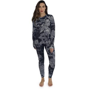 Just Love Women's Tie Dye Two Piece Thermal Pajama Set - Waffle PJ Set - 1 of 3