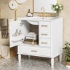 Whisen 30" Bathroom Storage Cabinet Bathroom Vanity with Ceramic Sink, Soft Close Doors and Three Drawers - 3 of 4