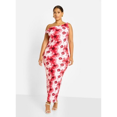 Rebdolls Women's Stephanie Knotted Sleeve Bodycon Maxi Dress - Red - 1x ...