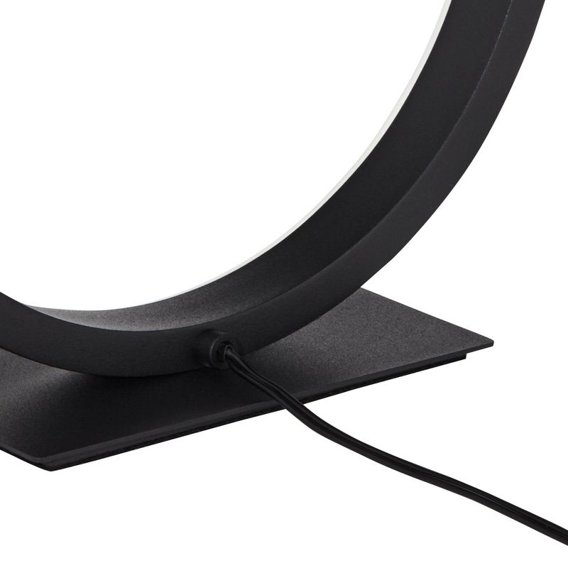 360 Lighting Looped Ring 10" High Small Modern Accent Table Lamp LED Black Metal Single White Shade Living Room Bedroom Bedside Nightstand House, 5 of 10