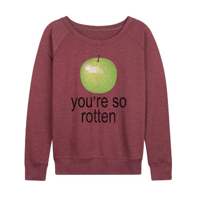 Women's - Instant Message - You're So Rotten Lightweight French Terry Wide Neck Long Sleeve Graphic Shirt