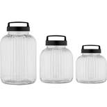 Amici Home Franklin Glass Collection Airtight Kitchen Canister Set of 3, Organization of Dry Goods, Black Metal Cover, 96, 144, and 208 Ounce
