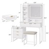 Jojoka Vanity Desk with LED Mirror, Makeup Table with 3 Lighting Modes, 5 Drawers, Movable Side Cabinet & Stool - 2 of 4