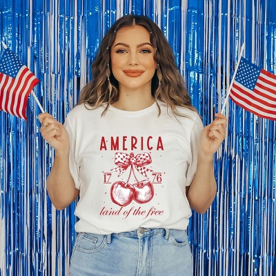Simply Sage Market Land Of The Free Cherries Short Sleeve Tee