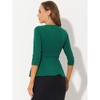 INSPIRE CHIC Women's 3/4 Sleeve Belted Elegant Business Work Peplum Top - 3 of 4