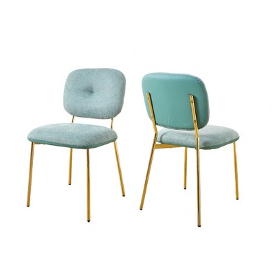 Vynxaria Modern Dining Chairs Set of 2 ¨C White Upholstered Accent Chairs with Metal Legs